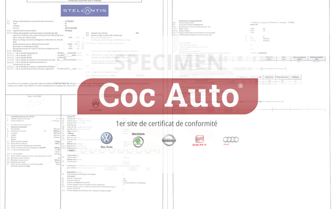 Homologation et certificat de conformité Citroen