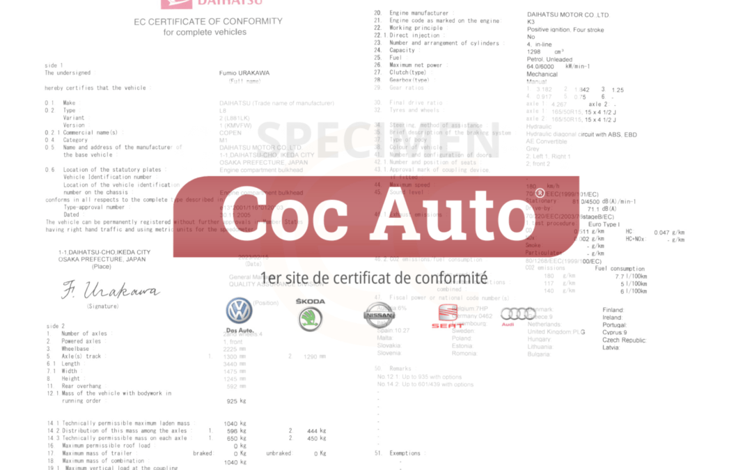 Le certificat de conformité Daihatsu