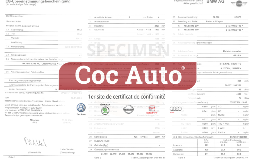 Le certificat de conformité Mini Cooper