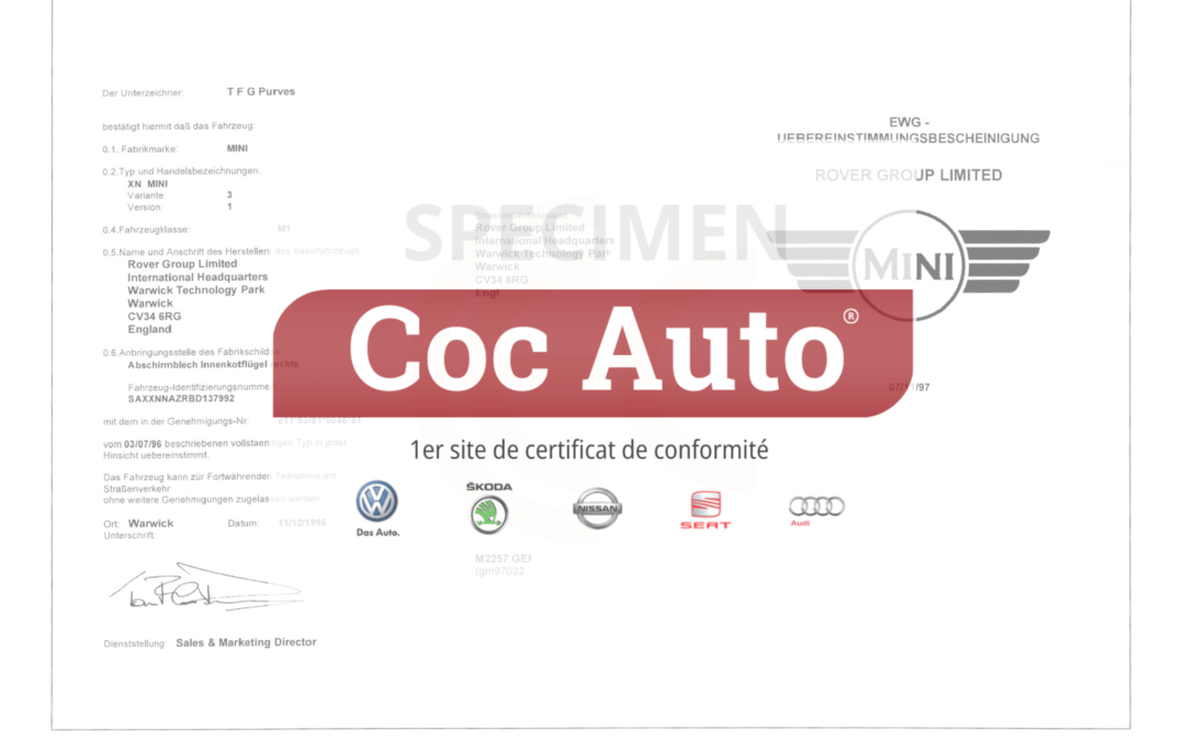 Le certificat de conformité Mini Rover