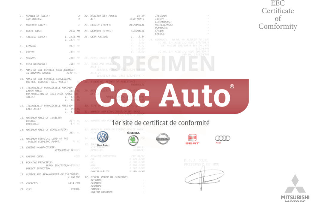 Le certificat de conformité Mitsubishi