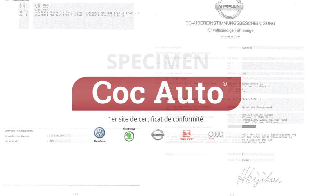 Le certificat de conformité Nissan