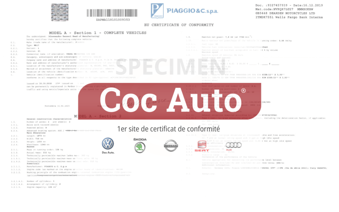 Le certificat de conformité Piaggio