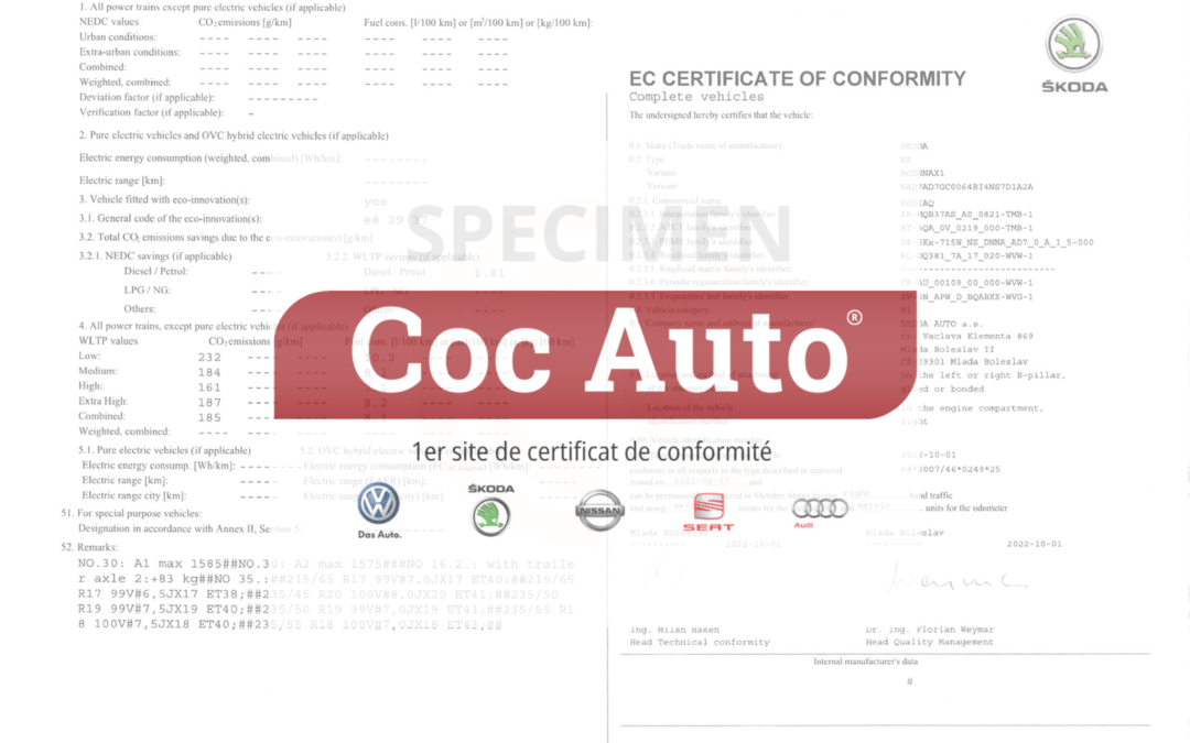 Le certificat de conformité Skoda