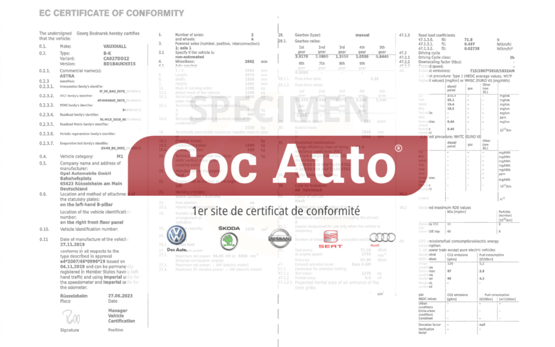 Le certificat de conformité Vauxhall