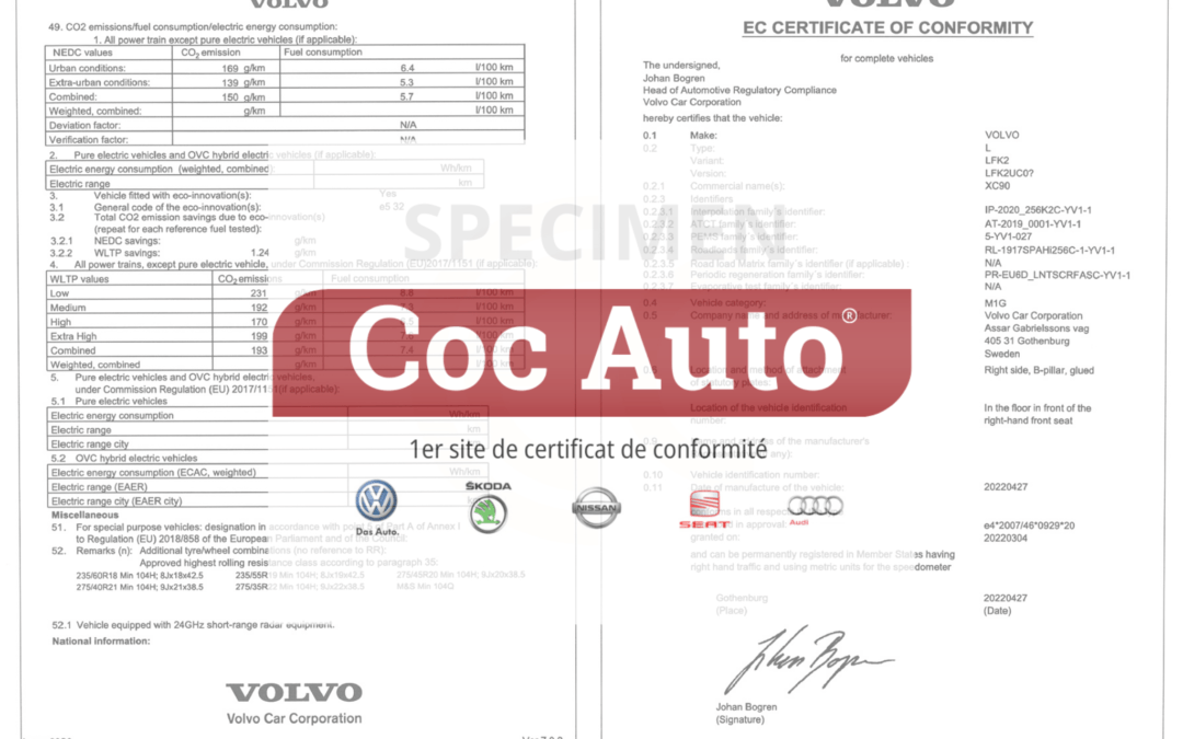 Le certificat de conformité Volvo