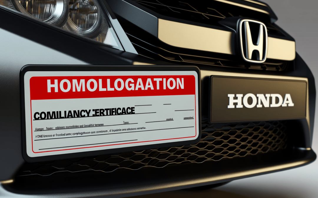 Homologation et certificat de conformité Honda